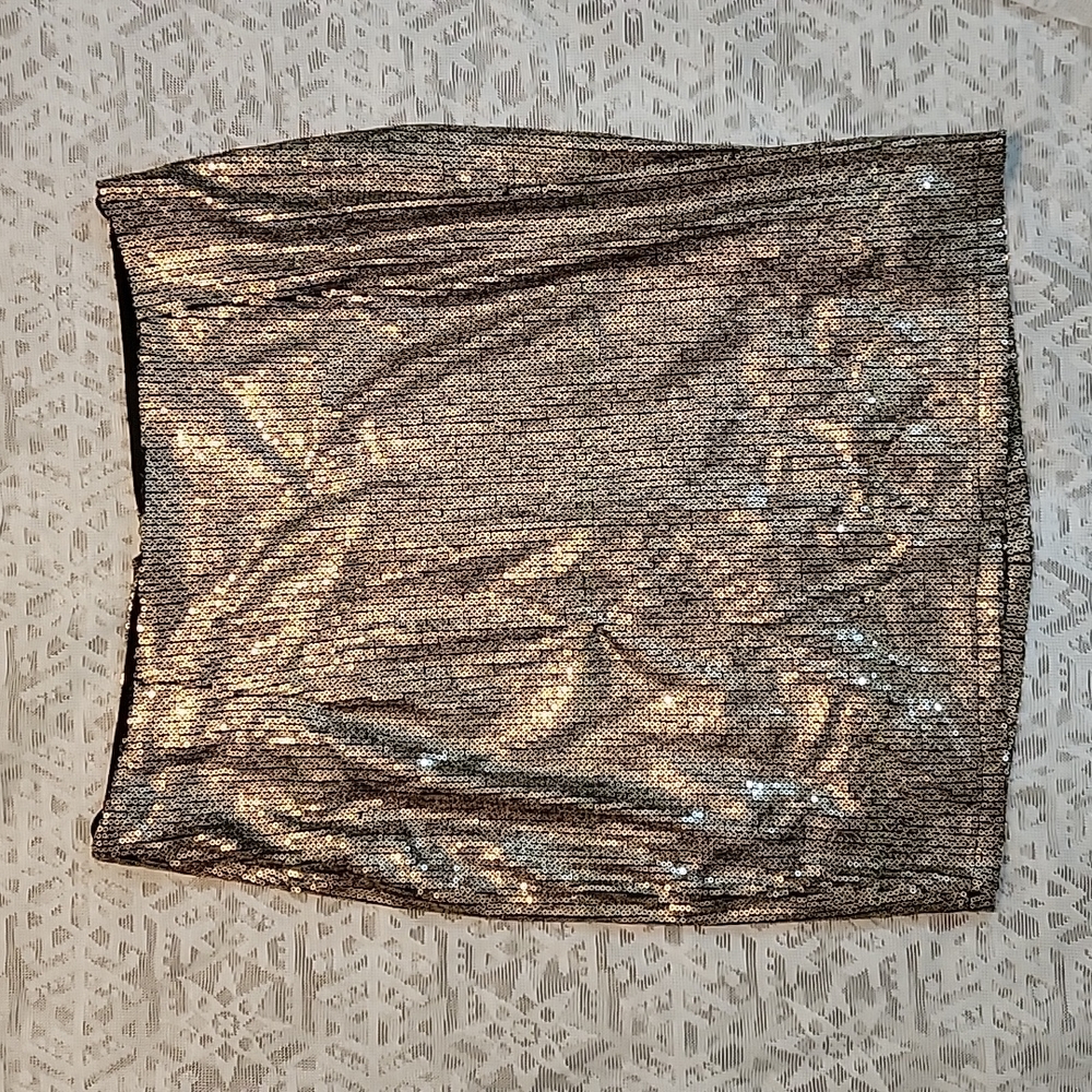 Kardashian Kollection Liquid Gold & Black Sequin Mini Skirt Women's Size Medium